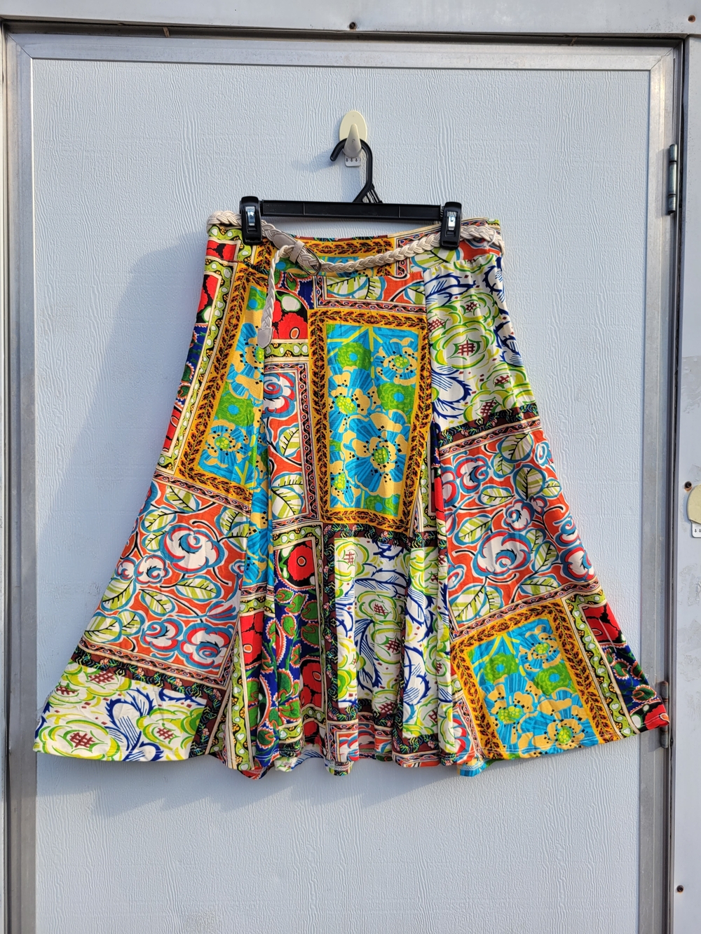 Lapis Anthropologie Multicolor Patchwork Circle Skirt with Rope Waist